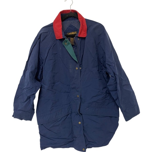 Vintage 90s Eddie Bauer Jacket‎ Rain Coat Windbreaker Blue Red Size Large Zip - Picture 1 of 16